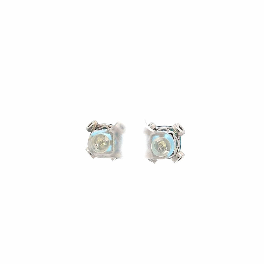 Baikalla Jewelry Silver Gemstones Earrings Baikalla™  18k White Gold Natural Swiss Blue Topaz Stud Earrings