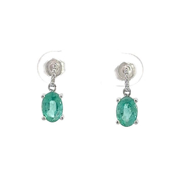 Baikalla Jewelry Silver Gemstones Earrings Baikalla™ Classic 14k White Gold Emerald Dangle Earrings