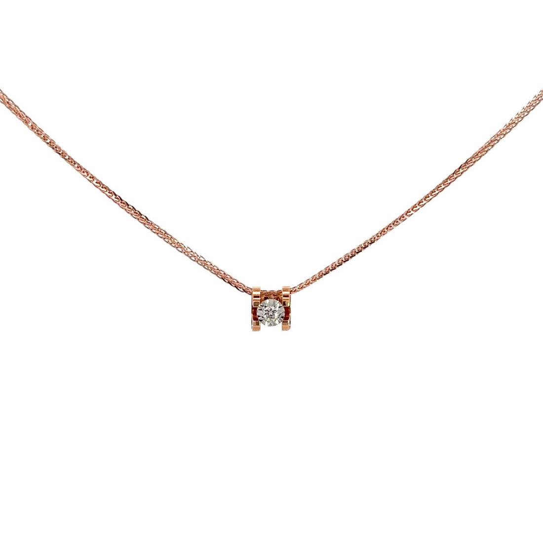 Baikalla Jewelry Gold Diamond Necklace 18K Rose Gold Princess Cut Diamond Pendant Necklace