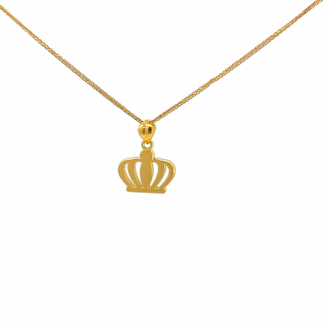 Baikalla Jewelry 24K Pure Yellow Gold Pendant Pendant Only 24k Yellow Gold Crown Pendant Necklace