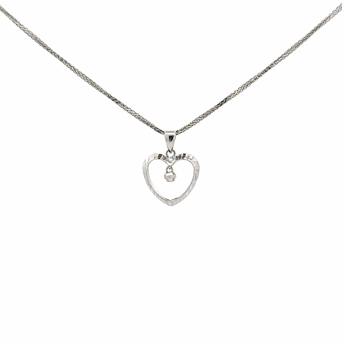 Baikalla Jewelry Gold Diamond Necklace Pendant Only 18K White Gold Diamond Cut Heart Pendant Necklace