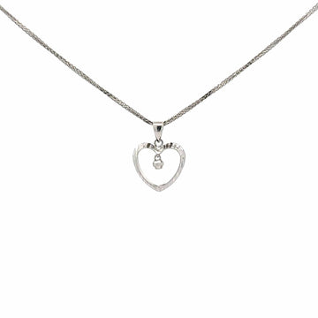 Baikalla Jewelry Gold Diamond Necklace Pendant Only 18K White Gold Diamond Cut Heart Pendant Necklace