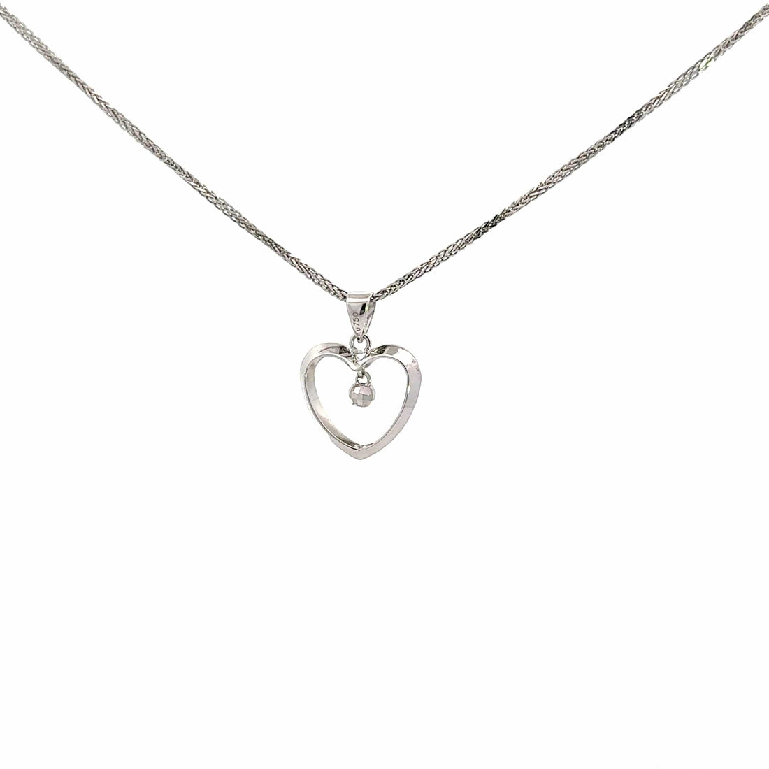 Baikalla Jewelry Gold Diamond Necklace 18K White Gold Diamond Cut Heart Pendant Necklace