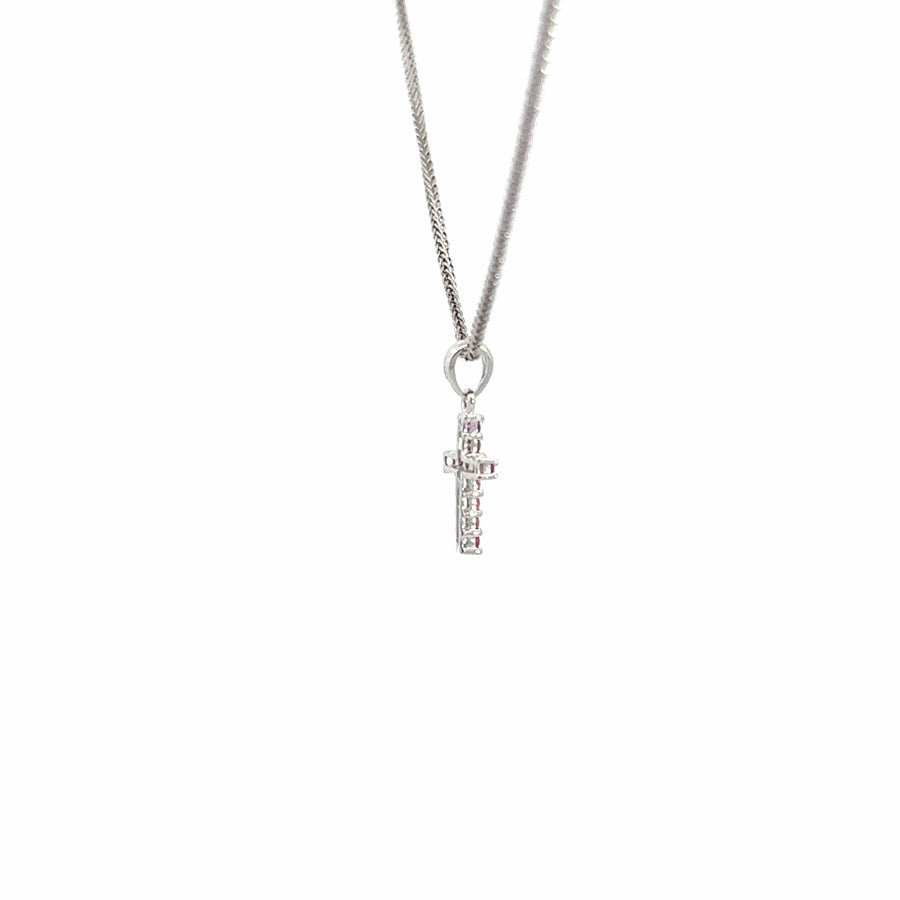 Baikalla Jewelry Gold Aquamarine Necklace 14k White Gold Natural Ruby Cross Pendant Necklace