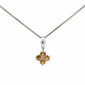 Baikalla Jewelry gemstone jewelry Pendant Only 14k White Gold Natural Citrine 4 Stone Necklace With Diamonds