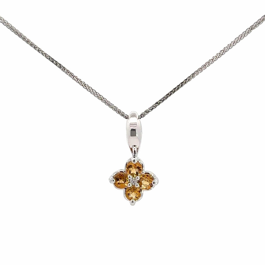 Baikalla Jewelry gemstone jewelry Pendant Only 14k White Gold Natural Citrine 4 Stone Necklace With Diamonds