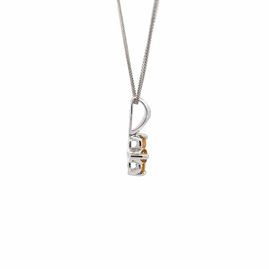 Baikalla Jewelry gemstone jewelry 14k White Gold Natural Citrine 4 Stone Necklace With Diamonds