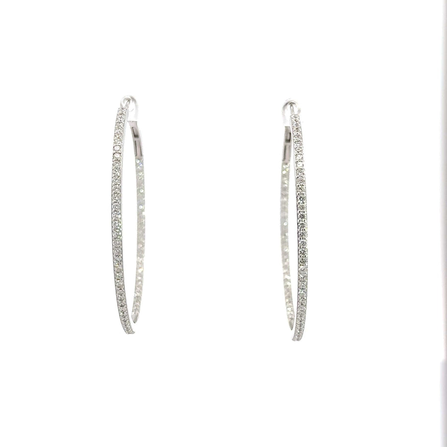 Baikalla Jewelry Silver Gemstone Earrings Baikalla 14k White Gold Diamond Hoop Earrings