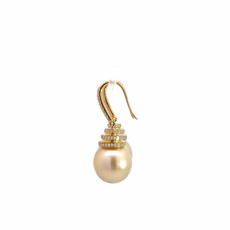 Baikalla Jewelry Gold Pearl Necklace 18k Yellow Gold Sea Pearl Dangle Earrings