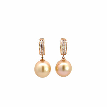 Baikalla Jewelry Gold Pearl Necklace 18k Rose Gold Sea Pearl Dangle Earrings