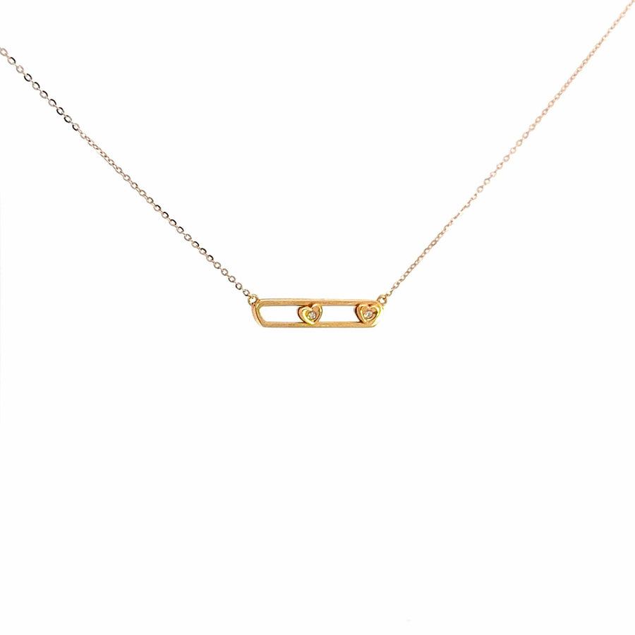 Baikalla Jewelry Gold Diamond Necklace 18K Rose Gold Sliding Heart Diamond Pendant Necklace