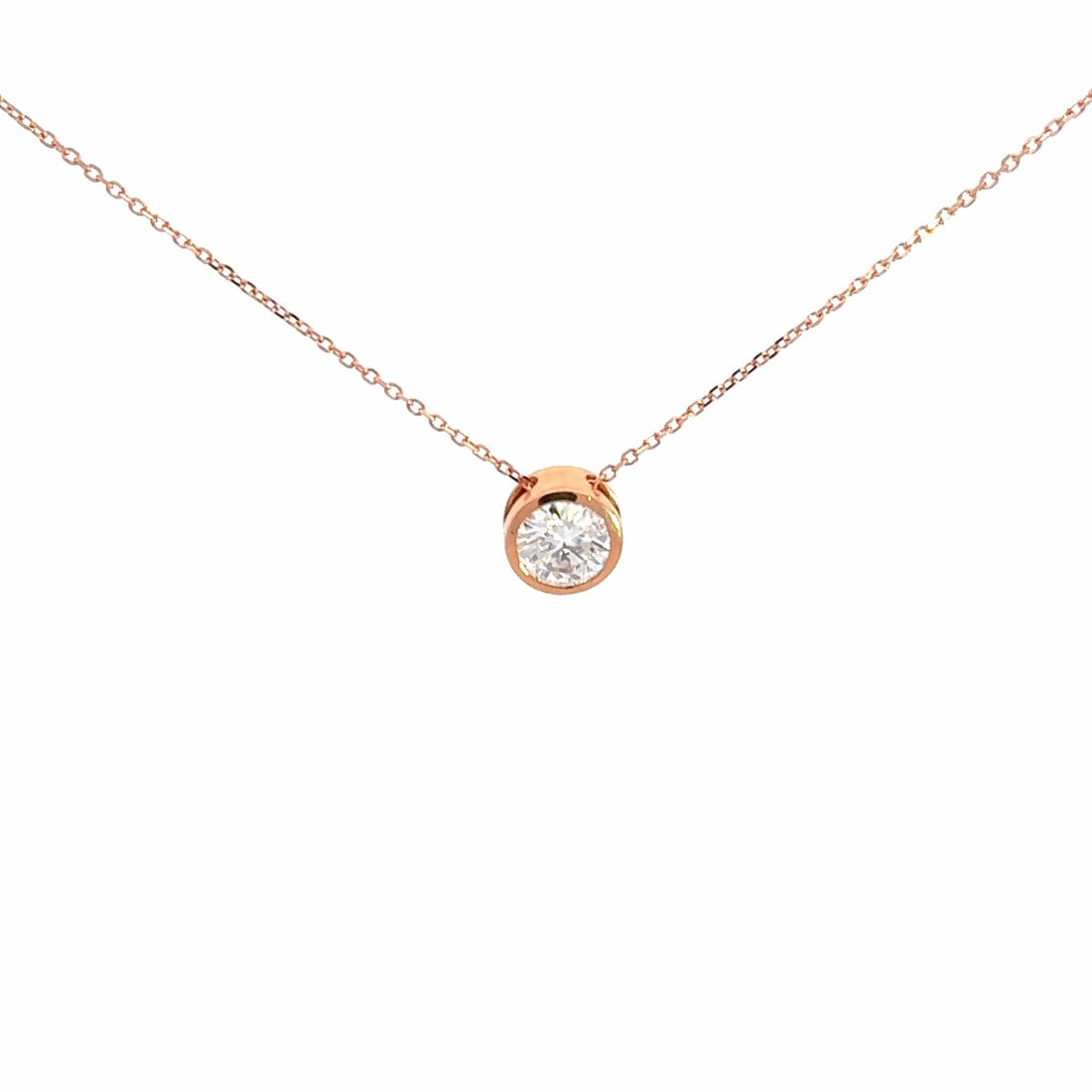 Baikalla Jewelry Gold Diamond Necklace 14K Rose Gold Round Diamond Pendant Necklace