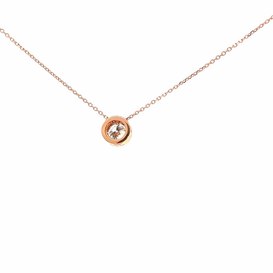 Baikalla Jewelry Gold Diamond Necklace 14K Rose Gold Round Diamond Pendant Necklace