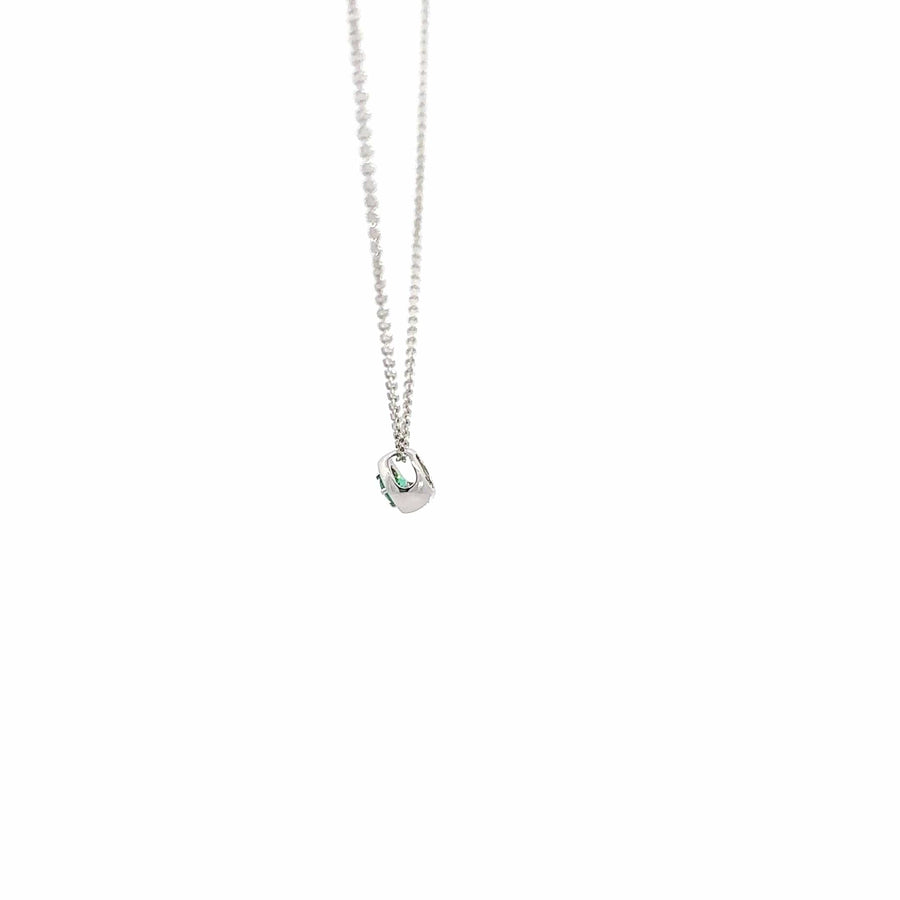 Baikalla Jewelry Emerald Pendant Necklace 18K White Gold Emerald Pendant Necklace