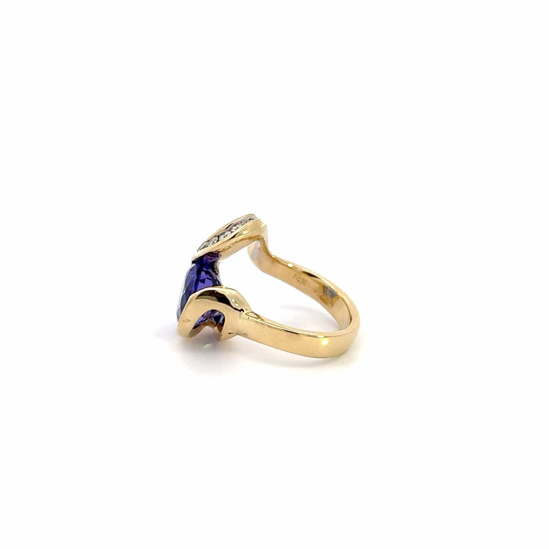Baikalla Jewelry Gold Tanzanite Ring 18k Yellow Gold Natural Oval Tanzanite Ring