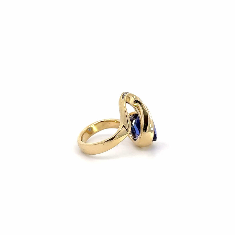 Baikalla Jewelry Gold Tanzanite Ring 18k Yellow Gold Natural Oval Tanzanite Ring