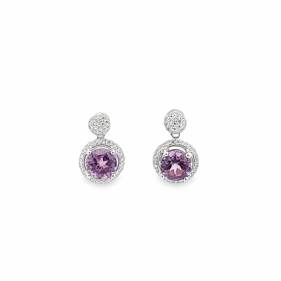 Baikalla Jewelry Silver Gemstones Earrings Amethyst Baikalla™ Classic Sterling Silver Natural Amethyst Citrine Dangle Earrings With CZ