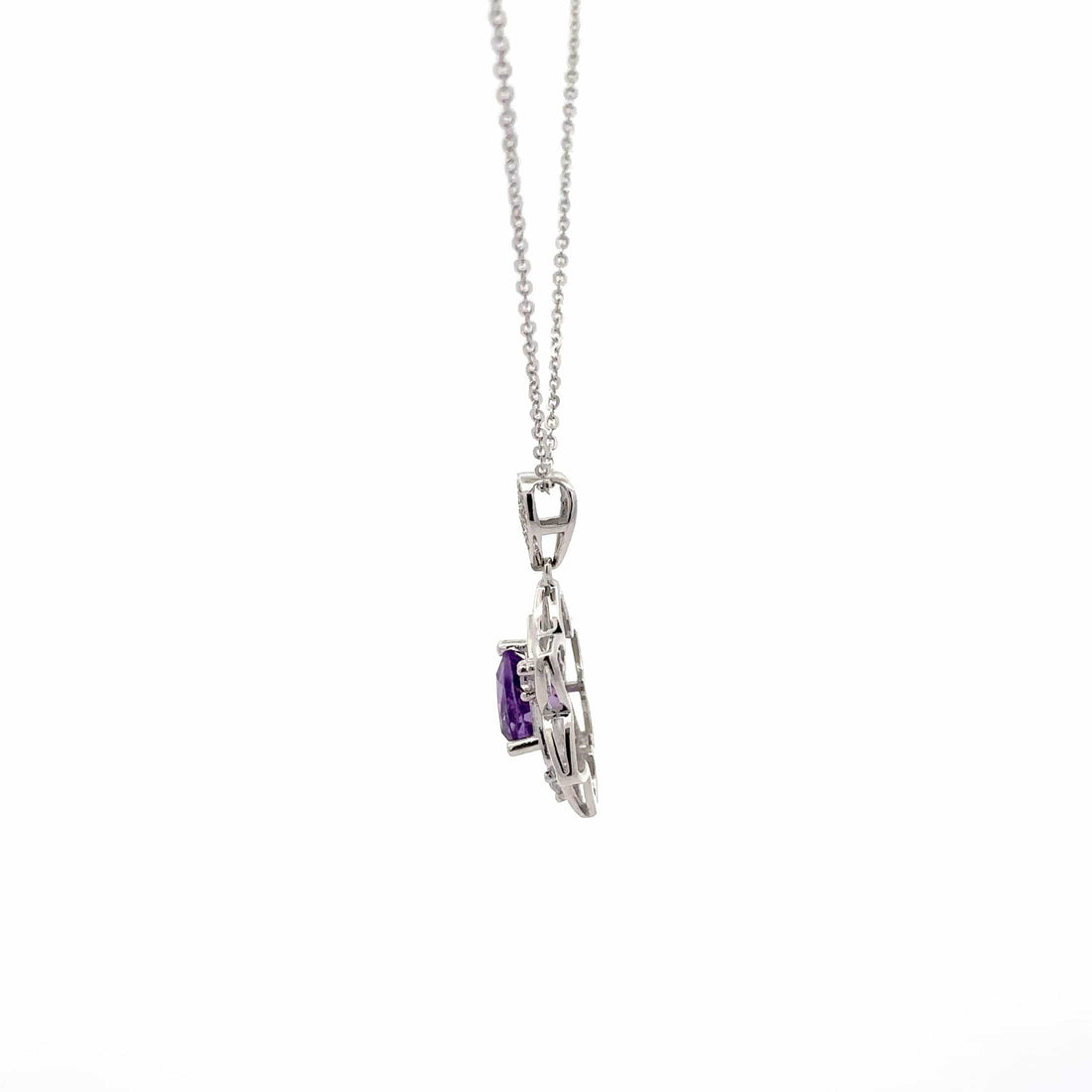Baikalla Jewelry Silver Citrine Necklace Amethyst Baikalla Flower Sterling Silver Natural Crown Amethyst Necklace With CZ