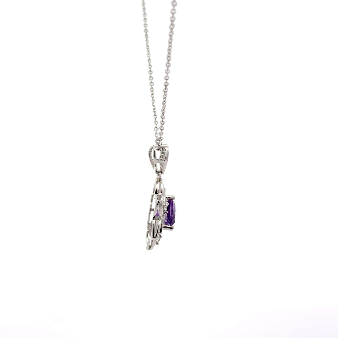 Baikalla Jewelry Silver Citrine Necklace Amethyst Baikalla Flower Sterling Silver Natural Crown Amethyst Necklace With CZ