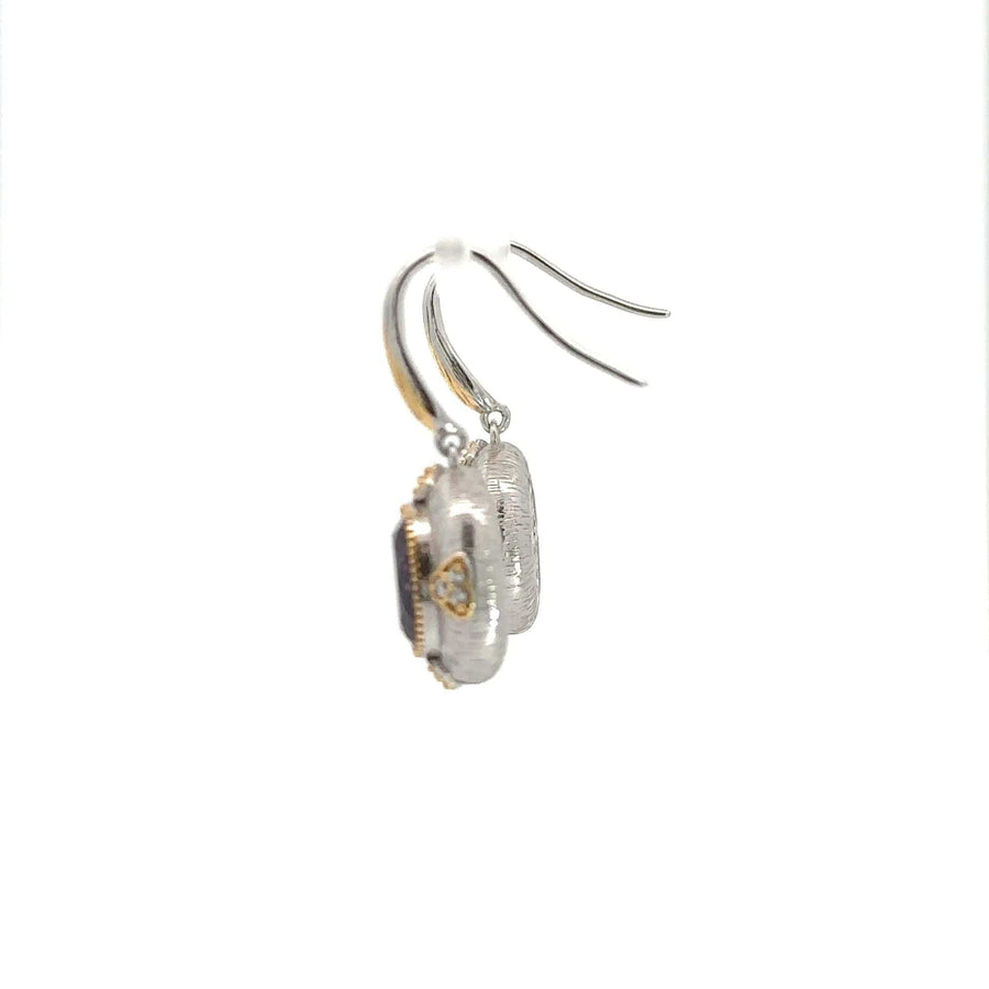 Baikalla Jewelry Gemstone Ring Baikalla Antique Sterling Silver Gold Plated Two Tone Amethyst Earrings