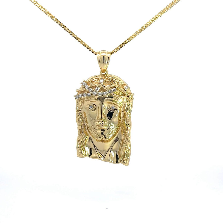 Baikalla Jewelry 14K Pure Yellow Gold Pendant Pendant Only Sterling Silver Gold Plated Jesus Moissanite Charm Necklace