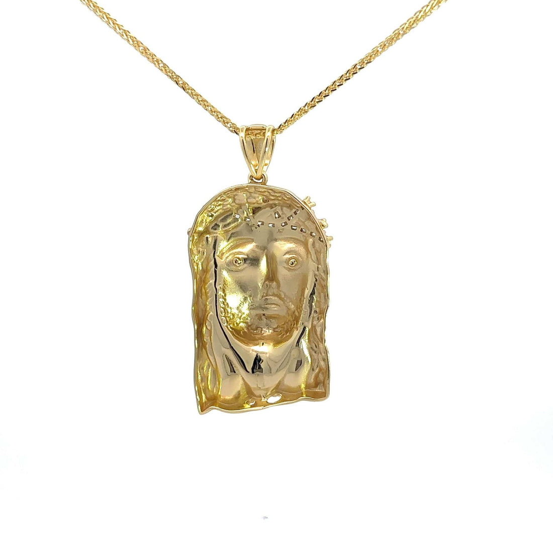 Baikalla Jewelry 14K Pure Yellow Gold Pendant Sterling Silver Gold Plated Jesus Moissanite Charm Necklace
