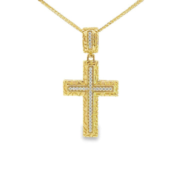 Baikalla Jewelry 14K Pure Yellow Gold Pendant Pendant Only Copy of Sterling Silver Gold Plated Cross Moissanite Charm Necklace