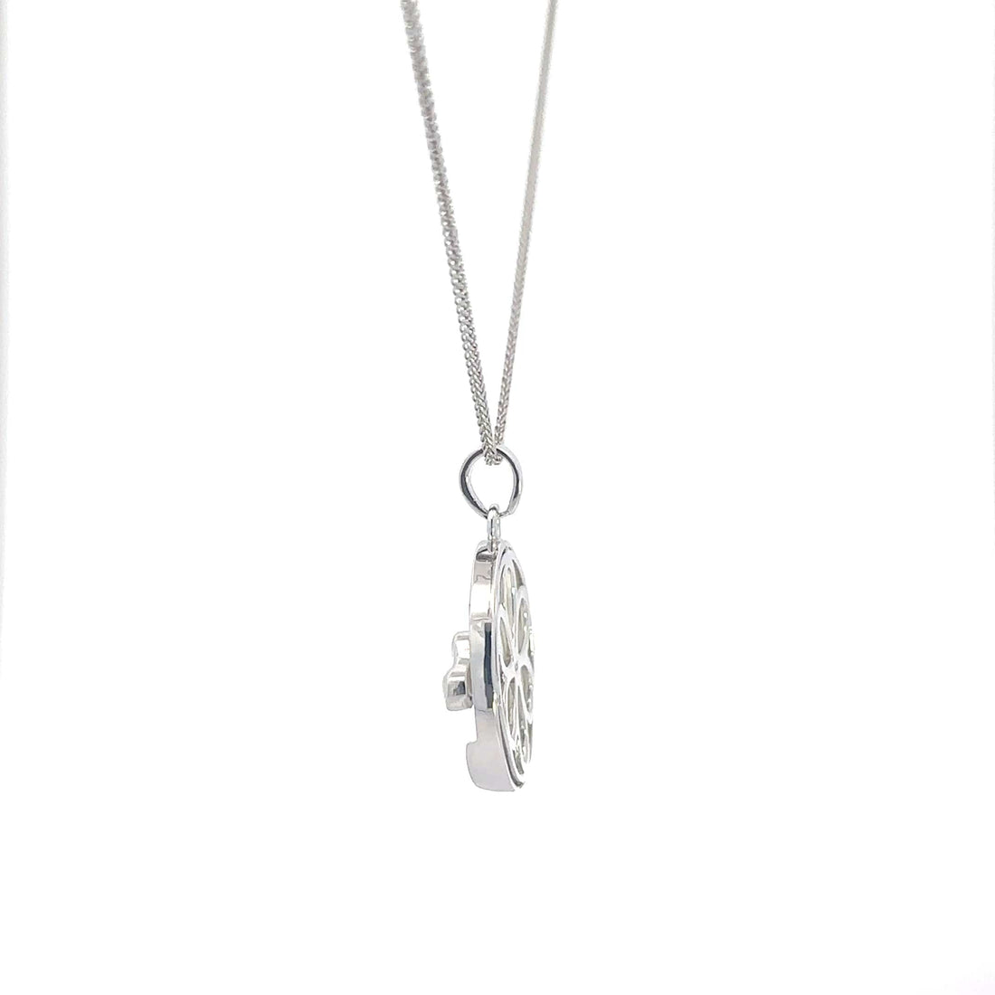 Baikalla Jewelry Gemstone Pendant Necklace Baikalla Sterling Silver Lab-Made Blue Opal Wave Bezel Pendant Necklace