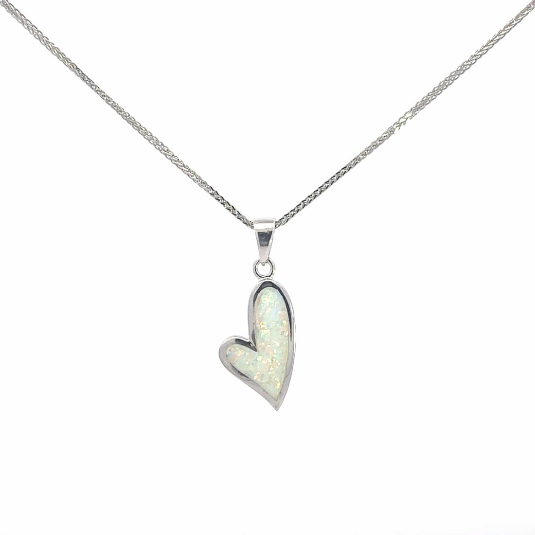 Baikalla Jewelry Gemstone Pendant Necklace Copy of Baikalla Sterling Silver Lab-Made Opal Heart Bezel Pendant Necklace