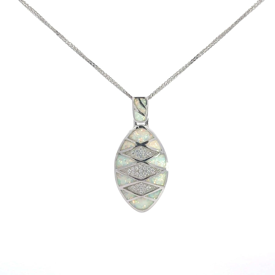 Baikalla Jewelry Gemstone Pendant Necklace White Opal Baikalla Sterling Silver Lab-Made Opal Heart Bezel Pendant Necklace