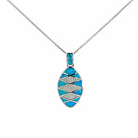 Baikalla Jewelry Gemstone Pendant Necklace Blue Opal Baikalla Sterling Silver Lab-Made Opal Heart Bezel Pendant Necklace