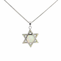 Baikalla Jewelry Gemstone Pendant Necklace Copy of Baikalla Sterling Silver Lab-Made Opal Star of David Pendant Necklace