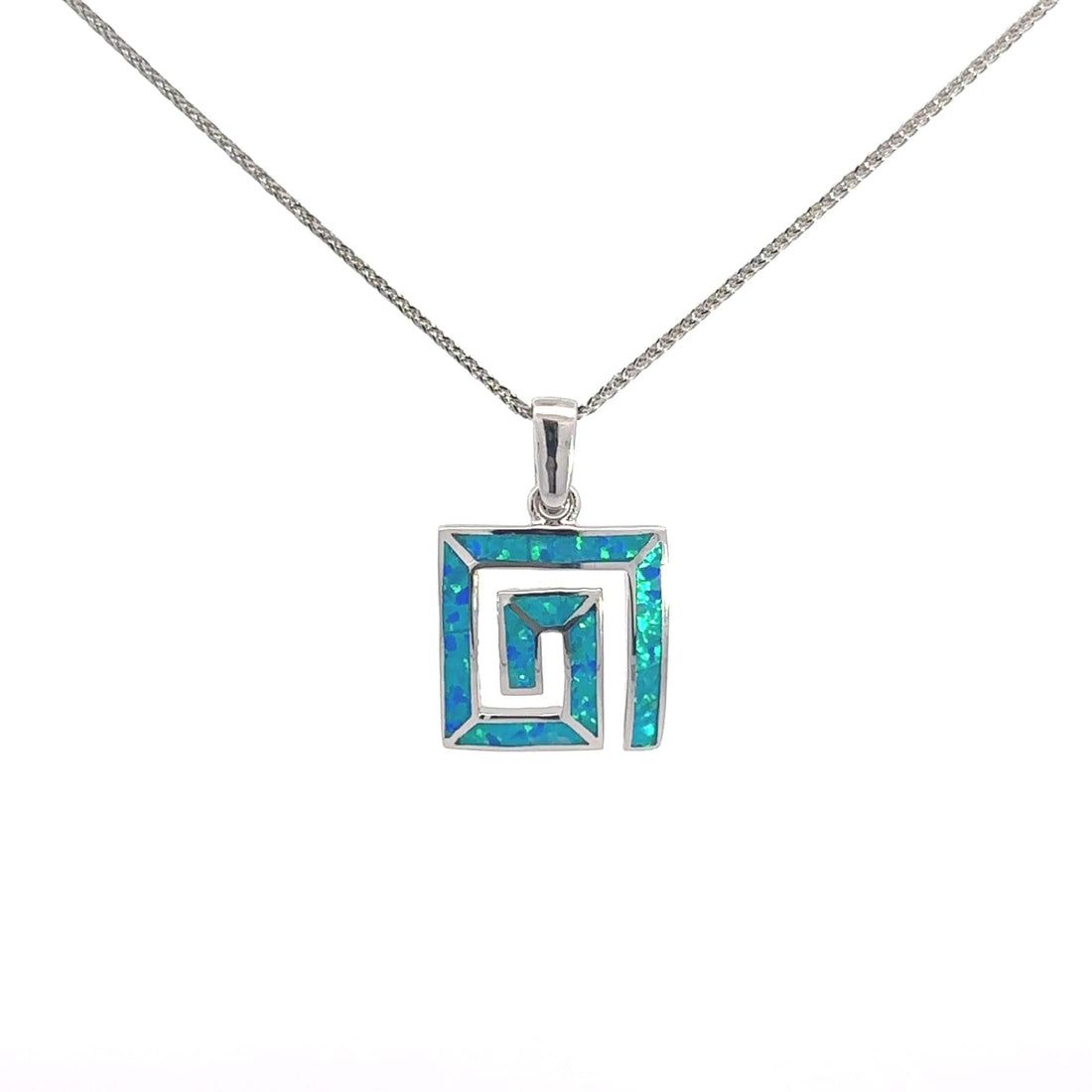 Baikalla Jewelry Gemstone Pendant Necklace Blue Opal Copy of Baikalla Sterling Silver Lab-Made Opal Cross Bezel Pendant Necklace
