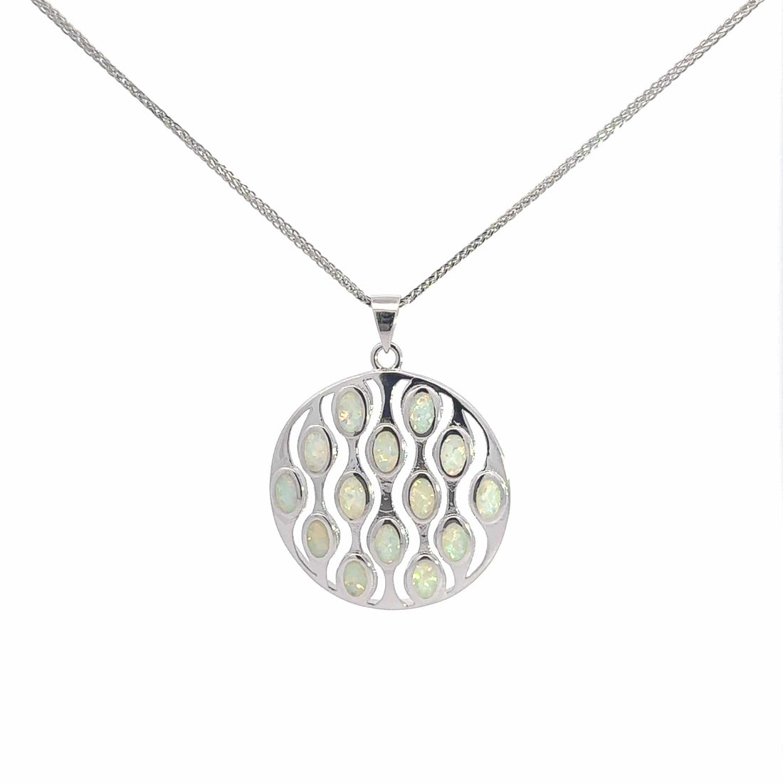 Baikalla Jewelry Gemstone Pendant Necklace Copy of Baikalla Sterling Silver Lab-Made Opal Bezel Pendant Necklace
