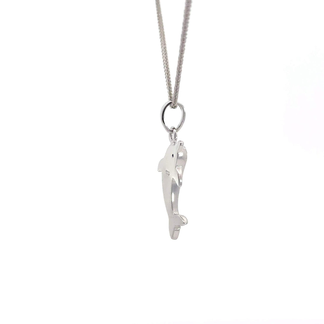 Baikalla Jewelry Gemstone Pendant Necklace Baikalla Sterling Silver Lab-Made Opal Dolphin Pendant Necklace