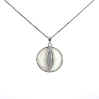 Baikalla Jewelry Gemstone Pendant Necklace Baikalla Sterling Silver Lab-Made Opal Leaf Pendant Necklace