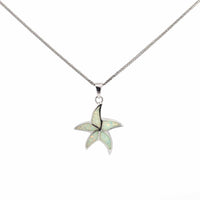 Baikalla Jewelry Gemstone Pendant Necklace Baikalla Sterling Silver Lab-Made Blue Opal Starfish Bezel Pendant Necklace