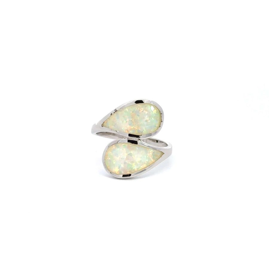 Baikalla Jewelry Sterling Silver Opal Ring Baikalla™ Sterling Silver Lab-Created Pear Shaped Opal Ring