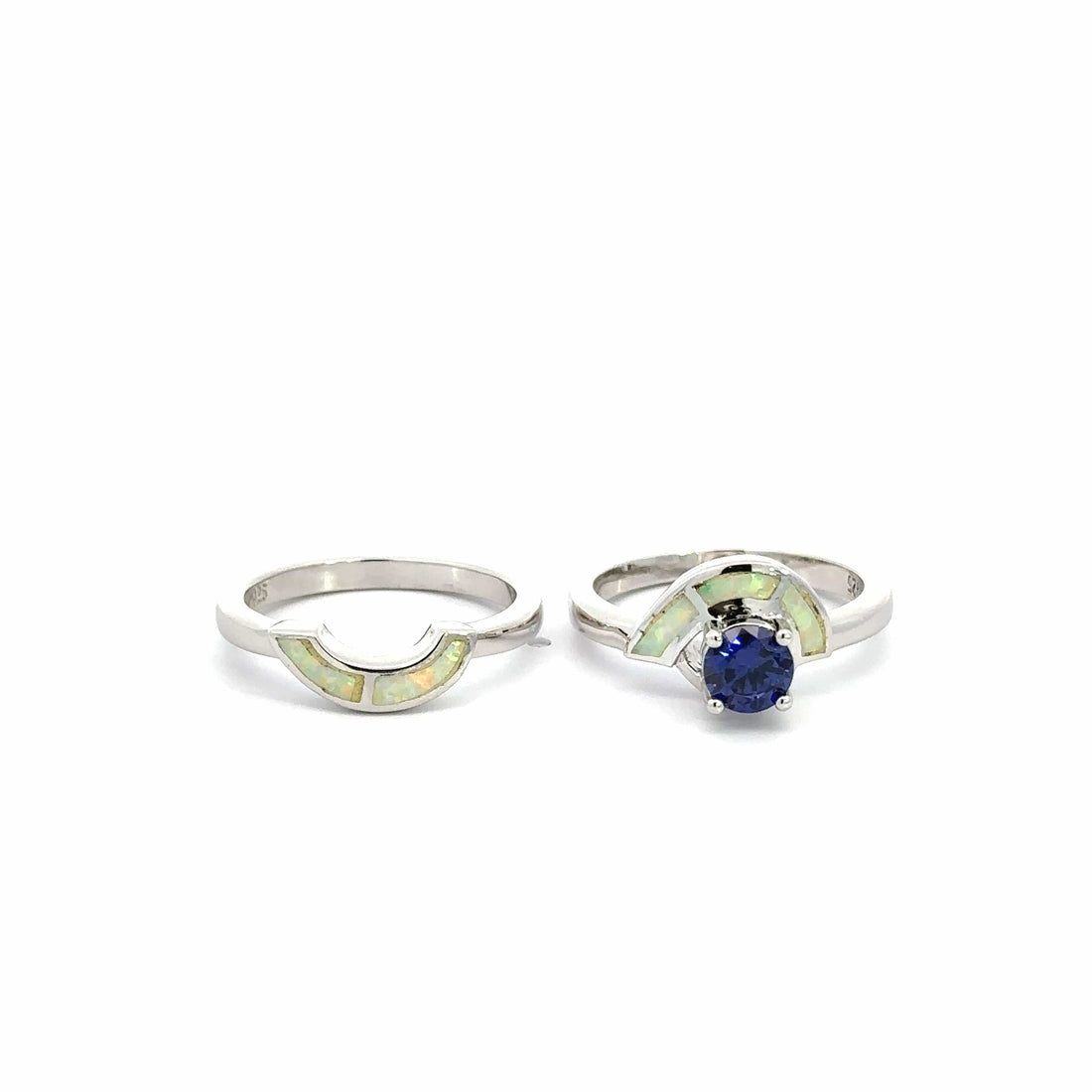 Baikalla Jewelry Sterling Silver Opal Ring Copy of Baikalla™ Sterling Silver Lab Created Opal Promise Ring with Tanzanite