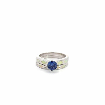 Baikalla Jewelry Sterling Silver Opal Ring Baikalla™ Sterling Silver Lab Created Opal Promise Ring with Tanzanite