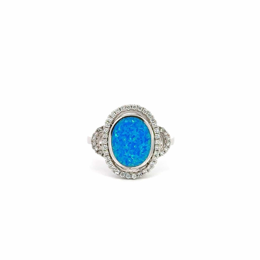 Baikalla Jewelry Sterling Silver Opal Ring Baikalla™ Sterling Silver Lab-Created Antique Style Opal Ring