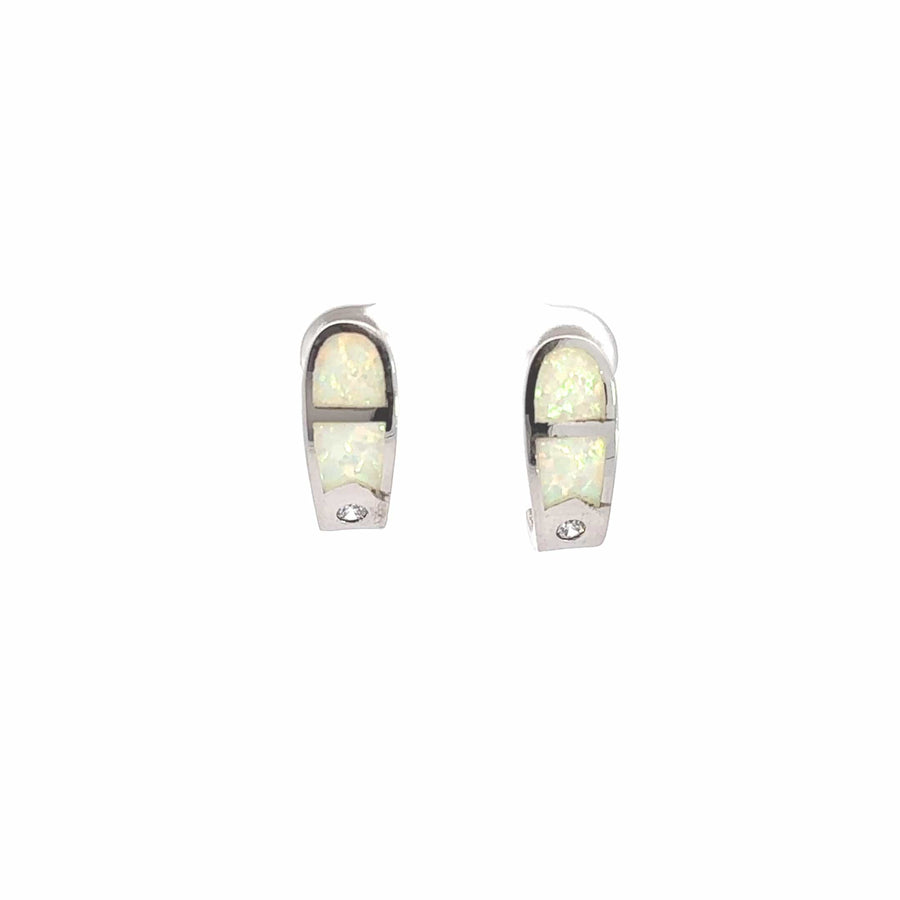 Baikalla Jewelry Gold Gemstone Earrings Copy of Baikalla™ Sterling Silver Natural Round Australian Blue Opal Bezel Set Earrings