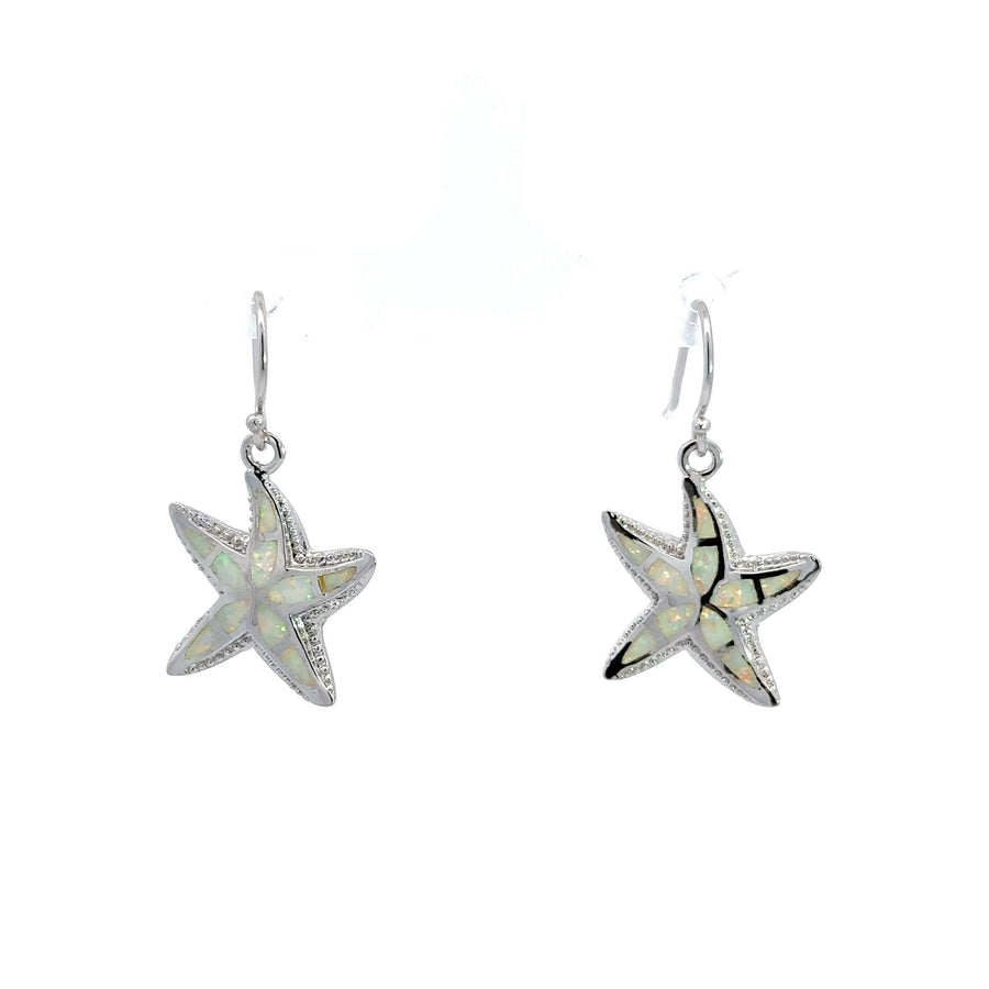 Baikalla Jewelry Gold Gemstone Earrings Baikalla™ Sterling Silver Natural Lab-Made Starfish Opal Dangle Earrings