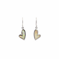 Baikalla Jewelry Gold Gemstone Earrings Baikalla™ Sterling Silver Natural Lab-Made Heart Opal Dangle Earrings