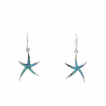 Baikalla Jewelry Gold Gemstone Earrings Baikalla™ Sterling Silver Natural Lab-Made Starfish Opal Dangle Earrings 286
