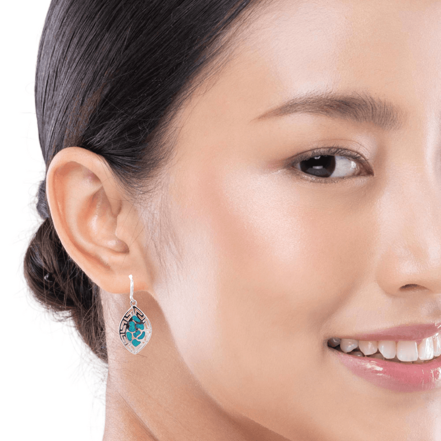 Baikalla Jewelry Gold Gemstone Earrings Blue Opal Baikalla™ Sterling Silver Natural Lab-Made Opal Dangle Earrings