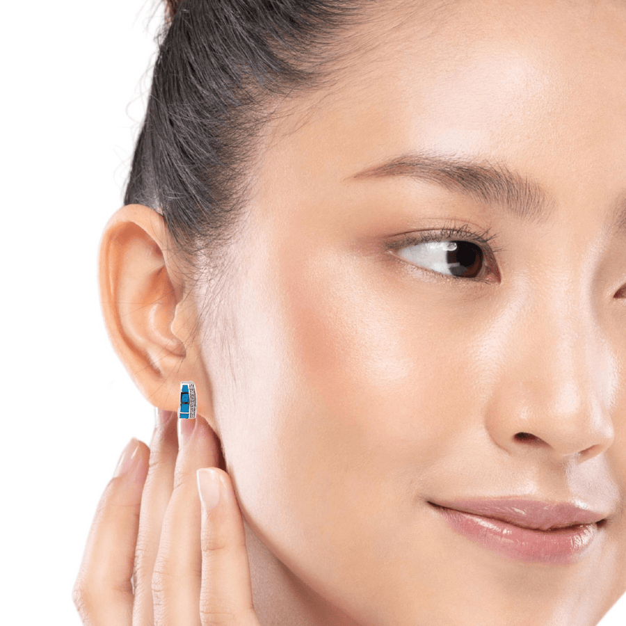 Baikalla Jewelry Gold Gemstone Earrings Blue Opal Baikalla™ Sterling Silver Natural Lab-Made Opal Earrings