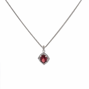 Baikalla Jewelry Silver Amethyst Necklace Baikalla™ Classic Oval Sterling Silver Natural Amethyst Citrine Garnet Topaz Necklace With CZ