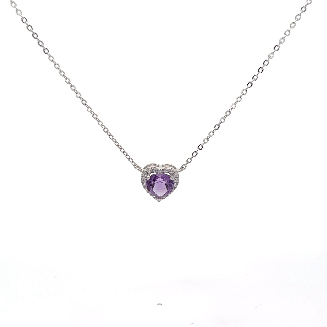 Baikalla Jewelry Silver Amethyst Necklace Amethyst Baikalla™ Classic Heart Sterling Silver Natural Amethyst Citrine Topaz Necklace With CZ