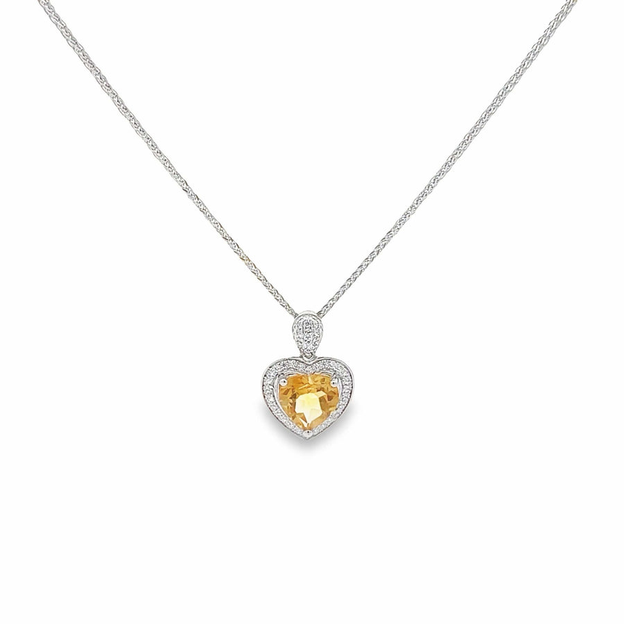Baikalla Jewelry Silver Amethyst Necklace Citrine Baikalla™ Classic Heart Sterling Silver Natural Amethyst Citrine Garnet Necklace With CZ